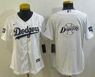 Women%27s Los Angeles Dodgers Big Logo White Gold Championship Stitched MLB Cool Base Nike Jersey